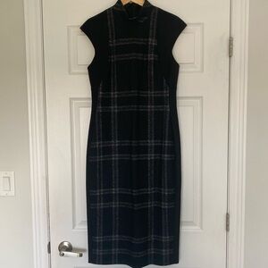 Judith & Charles Black Plaid wool Blend Sheath Dress Size 10